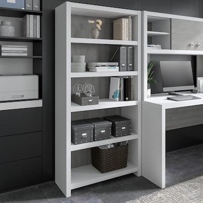 Bush Business Furniture Echo 5 Shelf Bookcase, Pure White/Modern Gray (KI60504-03)