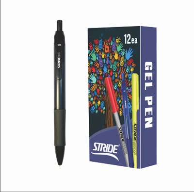 StrideRio Retractable Gel Pen, Medium Point, Black Ink, Dozen (52001)