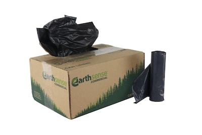 Earthsense 10 Gallon Industrial Trash Bag, 23" x 24", Low Density, 0.85 mil, Black, 500 Bags/Box (RNW2410-538892)