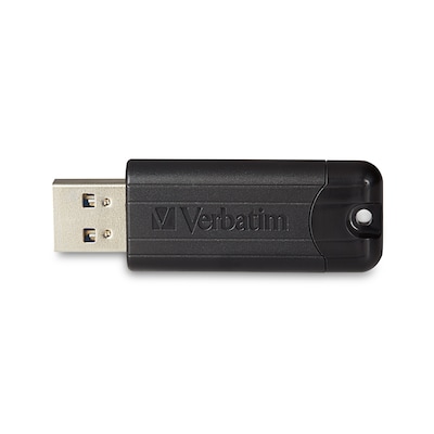 Verbatim PinStripe 32GB USB 3.2 Type-A Flash Drives, Black, 10/Pack (70902)