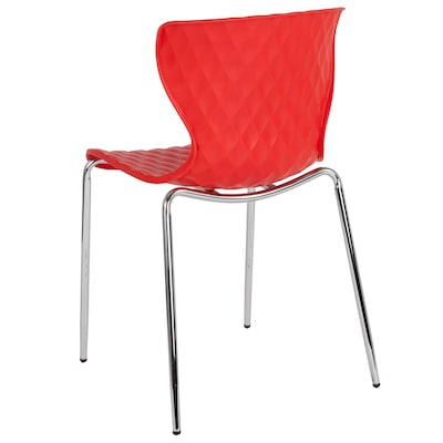 Flash Furniture Lowell Plastic Stack Chair, Red, 4 Pack (4LF707CRED)