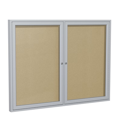 Ghent 3' H x 5' W Enclosed Vinyl Bulletin Board with Satin Frame, 2 Door (PA23660VX-181)