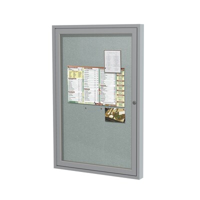 Ghent 3 H x 2 W Enclosed Vinyl Bulletin Board with Satin Frame, 1 Door, Silver (PA13624VX-193)