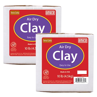 AMACO Air Dry Clay, Terra Cotta, 10 lbs. Per Box, 2 Boxes (AMA46301A-2)