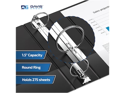 Davis Group Easyview Premium 1 1/2" 3-Ring View Binders, Black, 6/Pack (8412-01-06)