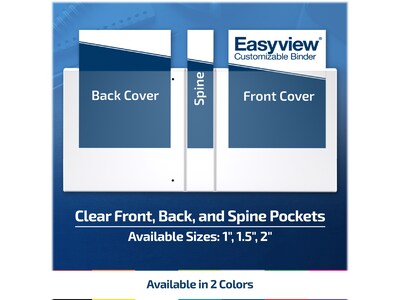 Davis Group Easyview Premium 1" 3-Ring View Binders, D-Ring, White, 2/Pack (8601-00-02)