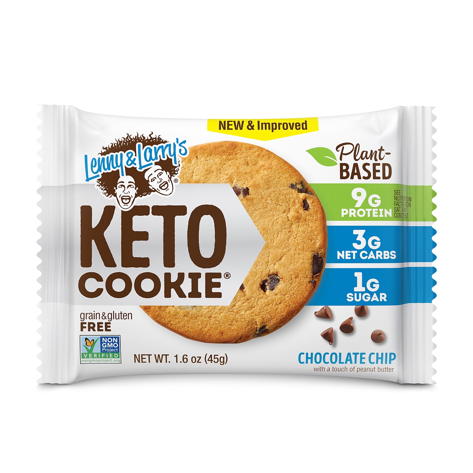 Lenny & Larrys Keto Gluten Free Chocolate Chip Cookies, 1.6 oz., 12 Packs/Box (220-02083)