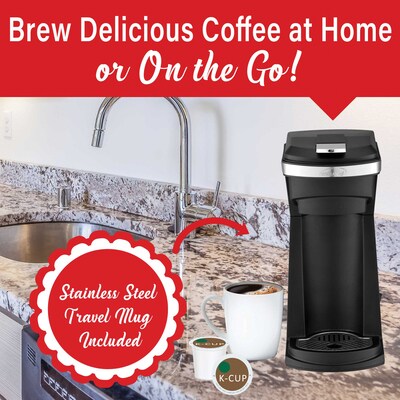Brentwood Single-Serve Coffee Maker with Reusable Filter Basket for K-Cup Pods & Ground Coffee, Blac