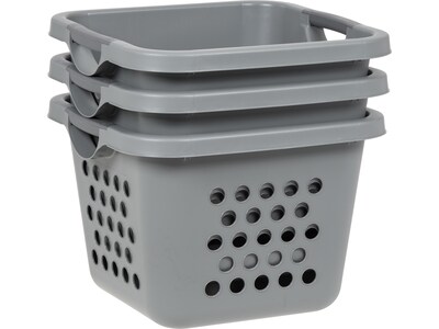 Iris Plastic Laundry Basket, Gray, 3/Pack (585088) | Quill.com