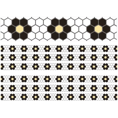 Eureka Straight Borders/Trim, 2.25 x 37, The Hive Floral Mosaic, 6/Pack (EU-845671-6)