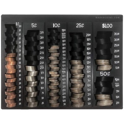Nadex Coins Coin Handling Tray, 6 Compartments, Black (NCS8-1122)