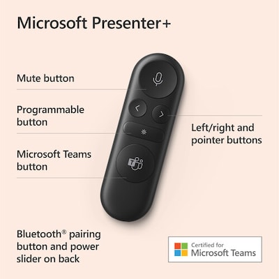 Microsoft Presenter+ Wireless Presentation Remote Control, Matte Black  (IX7-00001) | Quill.com