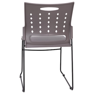 Flash Furniture HERCULES Series Plastic Sled Base Stack Chair with Air-Vent Back, Gray, 5 Pack (5RUT2GYBK)