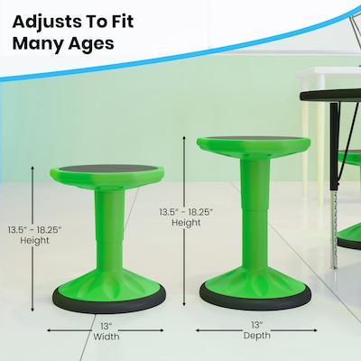 Flash Furniture Carter Plastic Kids Adjustable Height Stool, Green (AY9001SGN)