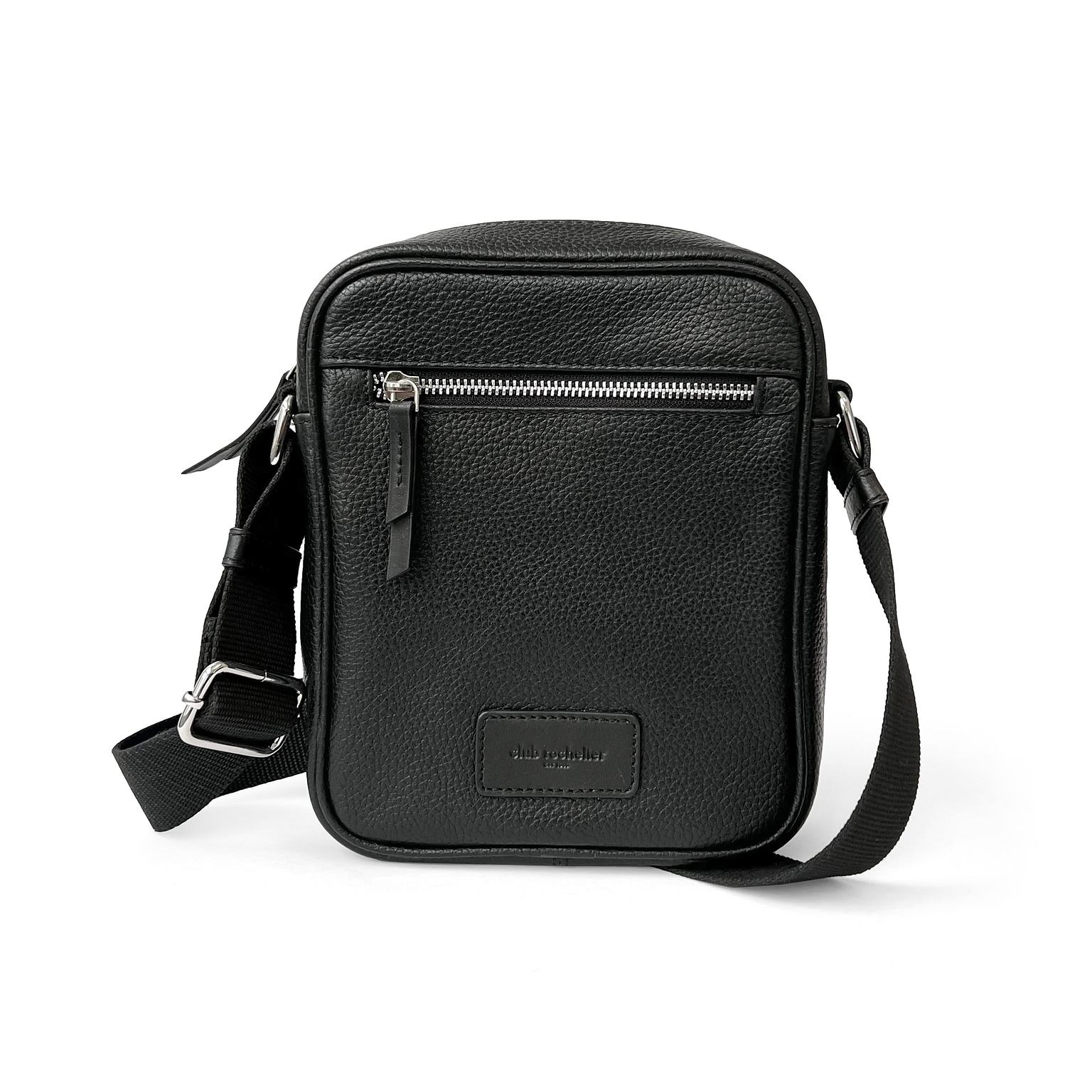 Club Rochelier Onyx Collection Leather Crossbody Messenger Bag, Black (CRH04)