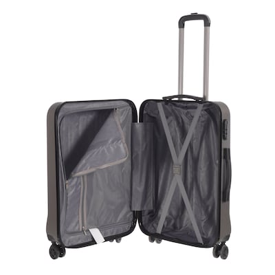 NICCI Grove 2 Collection ABS Plastic Multidirectional Spinner Wheels Luggage, Charcoal Grey (CRL006M