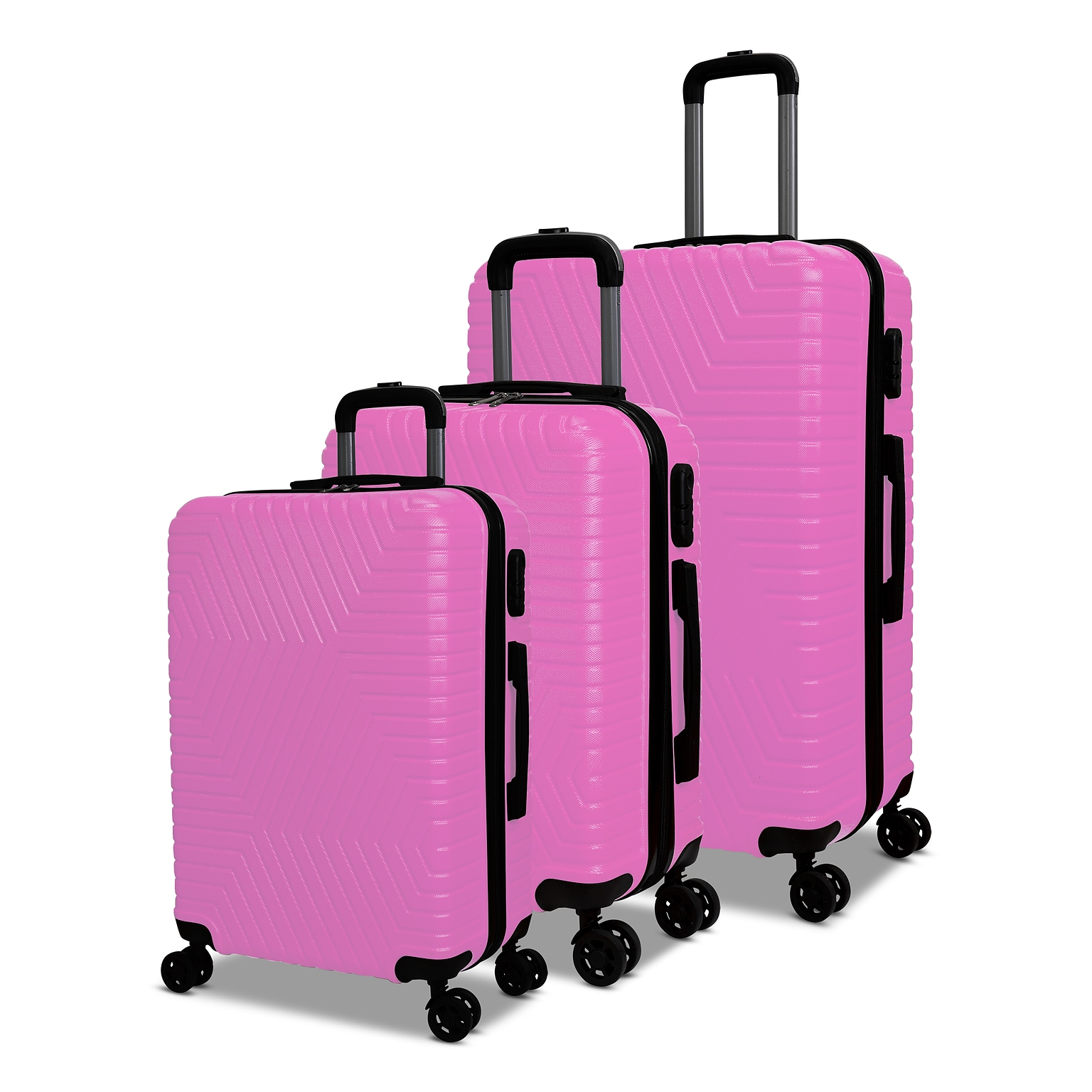 NICCI Lattitude Collection ABS Plastic 3P Set Luggage, Pink (CRL015)