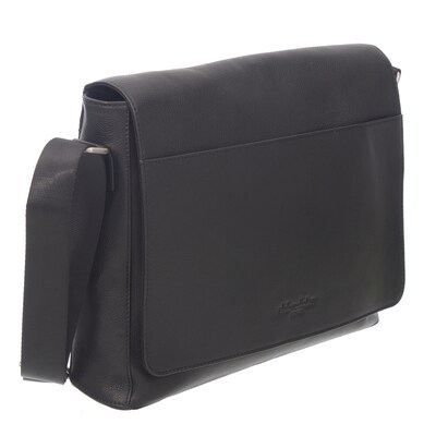 Club Rochelier Essential Collection Leather Crossbody Messenger Bag, Black (CRNM06)