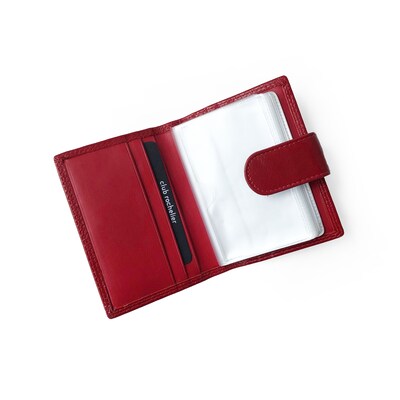 Club Rochelier Traditional Collection Glazed Glove Leather Unisex Wallet, Red, 4.13" (DH4414-2)