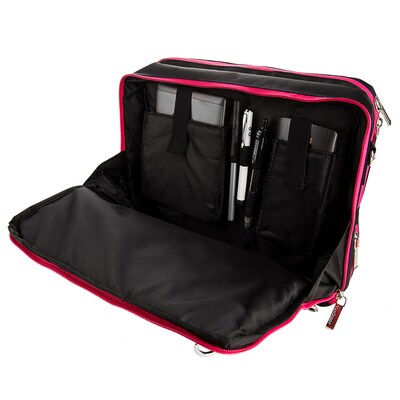 Vangoddy 15.6" Nylon Water Resistant Laptop Bag, Black/Pink (0609465467115)