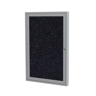 Ghent 3 H x 3 W Enclosed Recycled Rubber Bulletin Board with Satin Frame, 1 Door, Confetti (PA1363