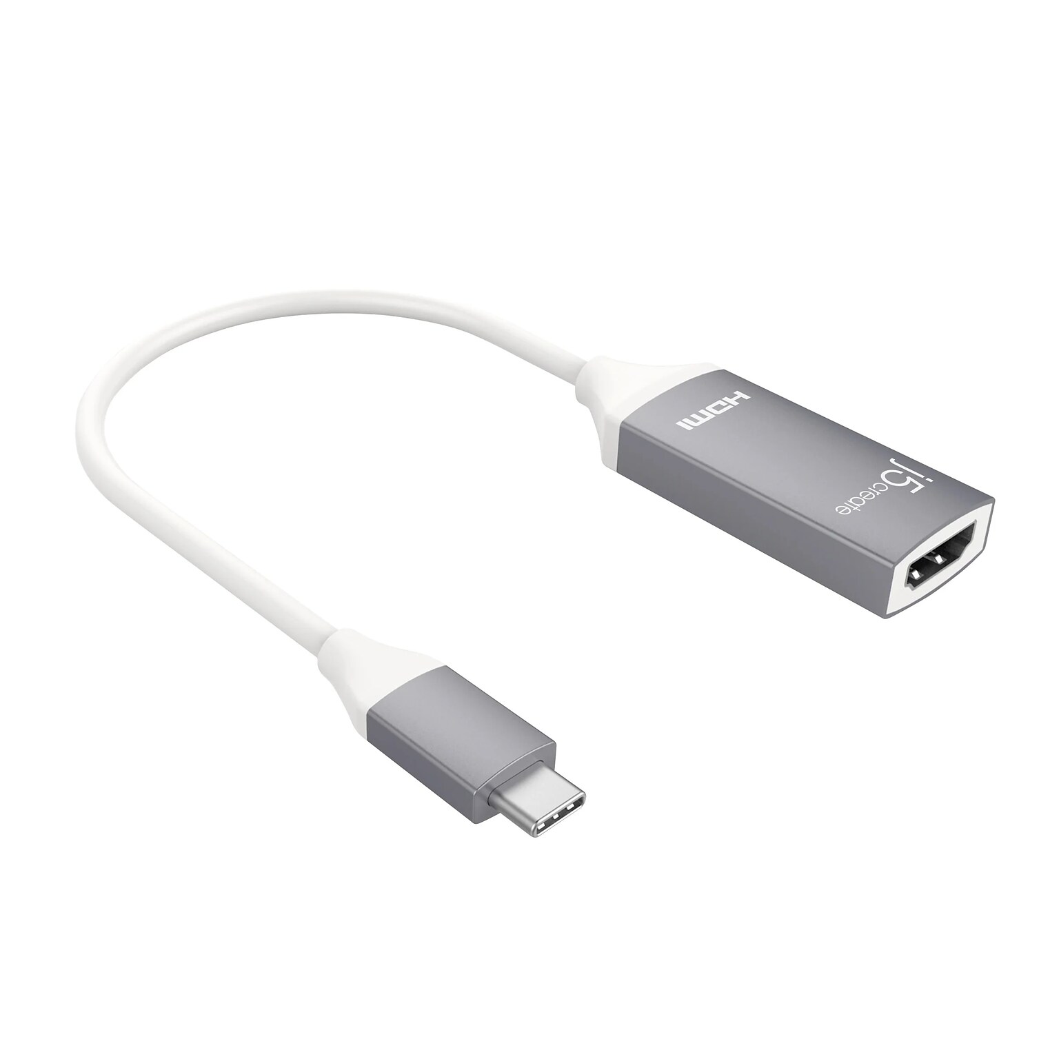 j5create USB-C to HDMI Adapter, M/F, White/Silver (JCA153US)