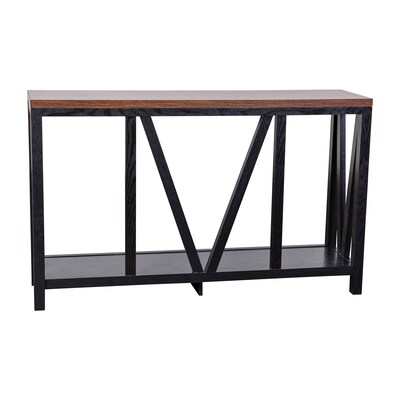 Flash Furniture Charlotte 52" x 14" 2-Tier Console Accent Table, Black/Walnut (ZG034BKWAL)