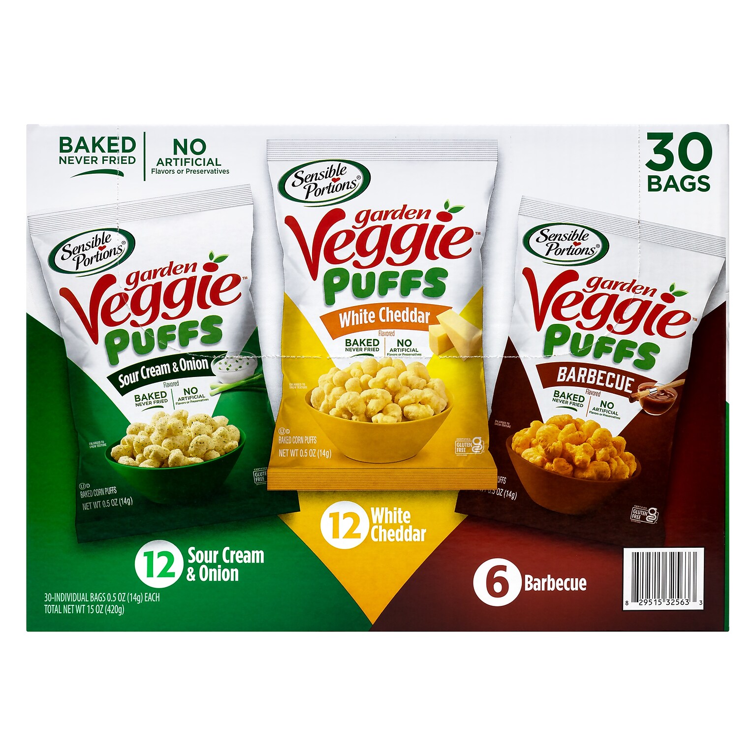 Sensible Portions Garden Veggie Puffs Variety Pack 0.5 oz., 30/Pack (325-00014)