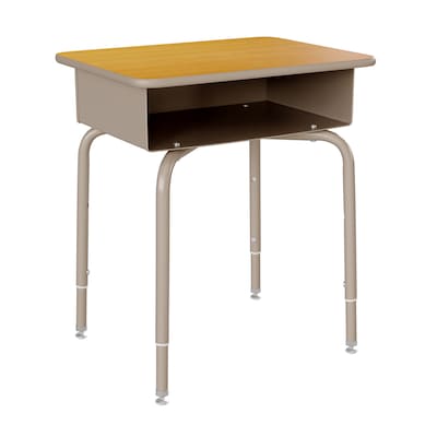 Flash Furniture Billie 24W Student Desk with Open Front Metal Book Box, Maple/Silver (FDDESKGYMPL)