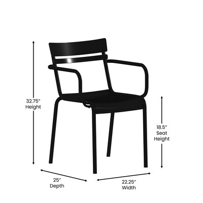 Flash Furniture Nash Modern Metal Dining Chair, Black, 2/Pack (2XUCH10318ARMBK)