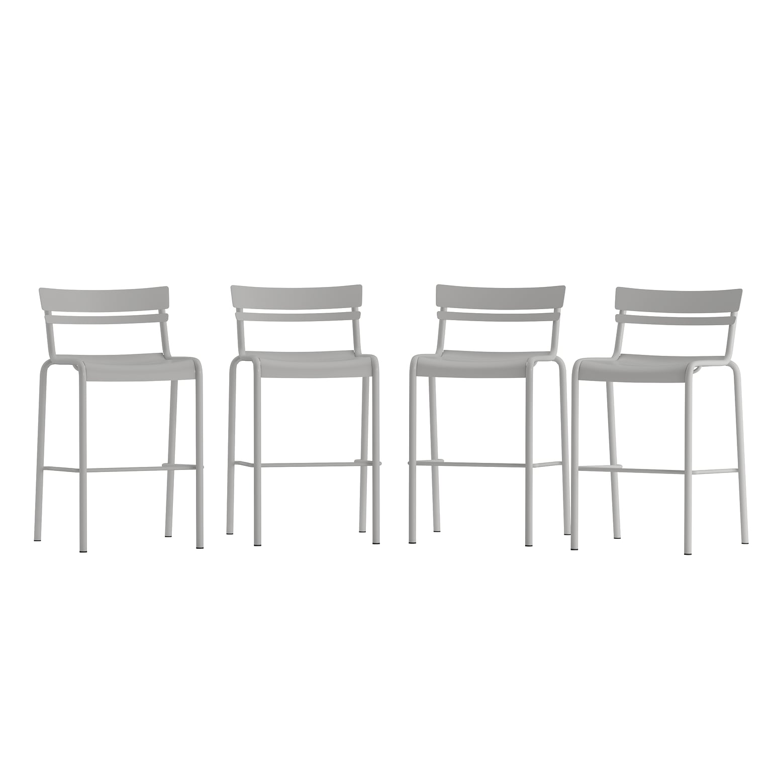 Flash Furniture Nash Modern Steel Slat-Back Barstool, Silver, 4 Pieces/Pack (4XUCH10318BSL)