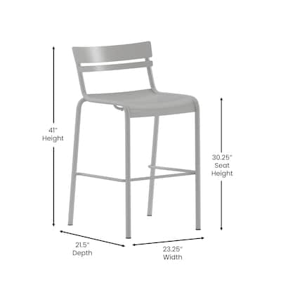 Flash Furniture Nash Modern Steel Slat-Back Barstool, Silver, 4 Pieces/Pack (4XUCH10318BSL)