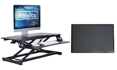 Rocelco 31.5W 4-20H Adjustable Standing Desk Converter with Anti Fatigue Mat, Black (R VADRB-MAFM