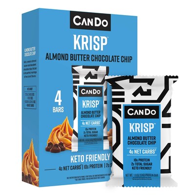 CanDo Gluten Free Almond Butter Chocolate Chip Granola Bar, 4 Bars/Box(367-00001)