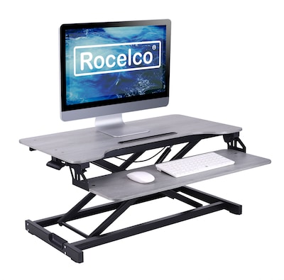 Rocelco VADR 31W Rectangular 4-20H Adjustable Steel Standing Desk Converter, Gray (R VADRG)