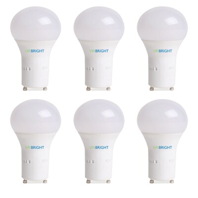 Viribright 60W Equivalent Warm White 2700K, A19 LED Light Bulb, GU24 Base 810 Lumens, 6 Pack (750335