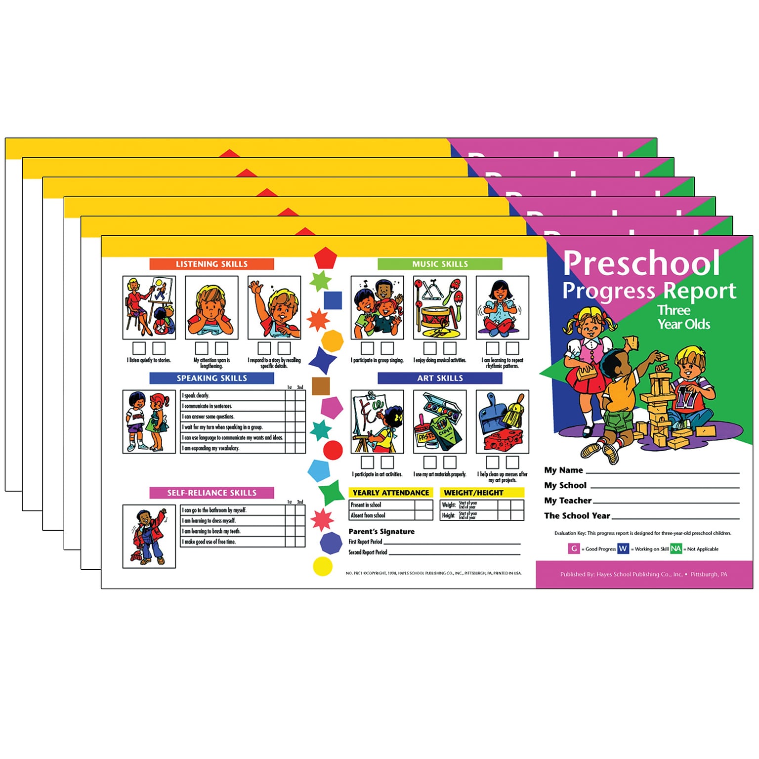 Hayes Publishing Preschool Progress Report, Three Year Olds, 10 Per Pack, 6 Packs (H-PRC1-6)