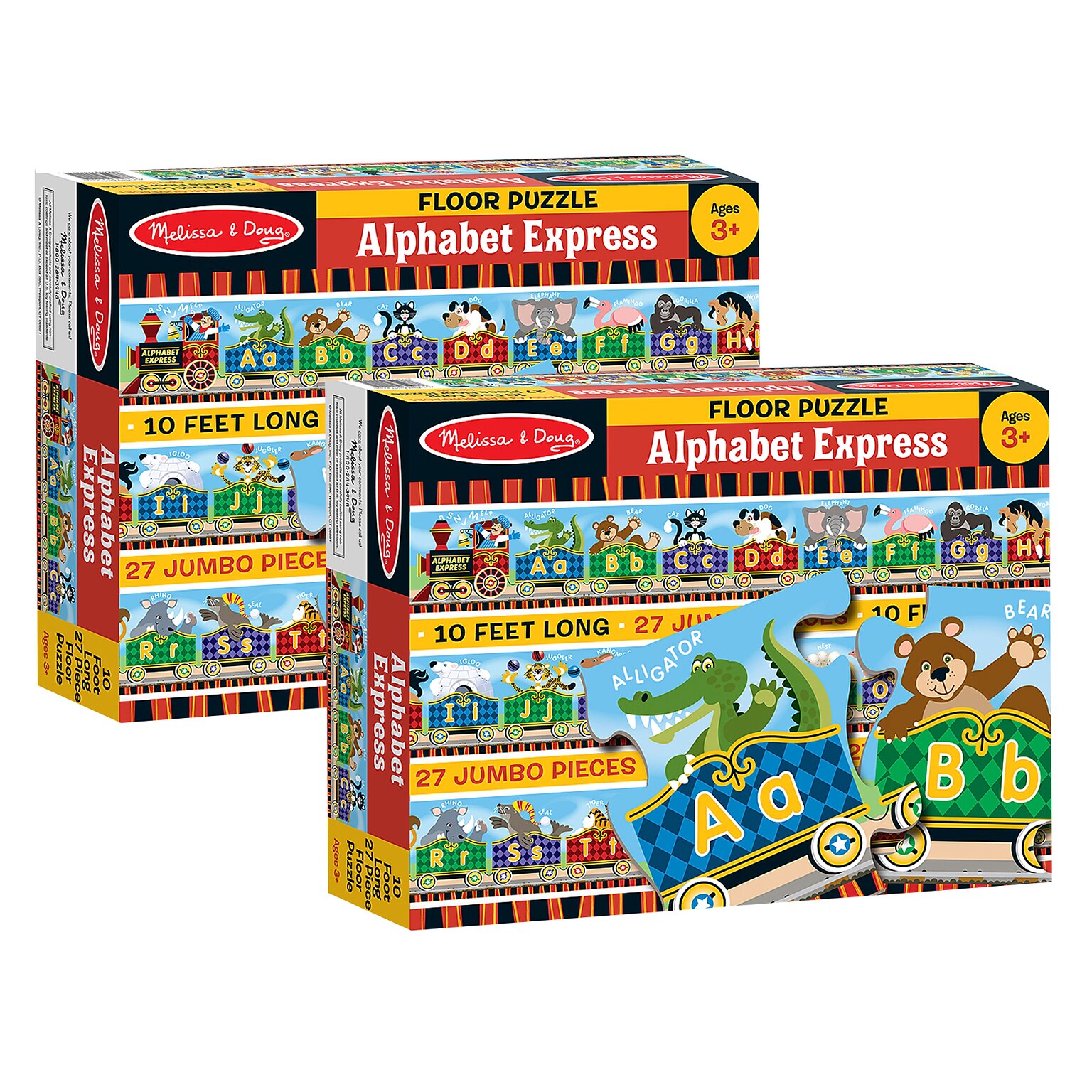 Melissa & Doug Alphabet Express Floor Puzzle, 10 x 6-1/2, 27 Pieces, Pack of 2 (LCI4420-2)