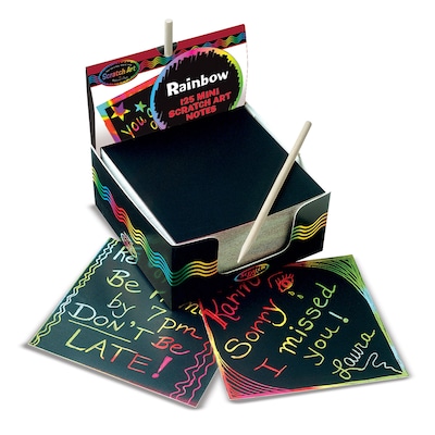 Melissa & Doug Scratch Art Box of Rainbow Mini Notes with Stylus, 125 Notes Per Pack, 3 Packs (LCI59