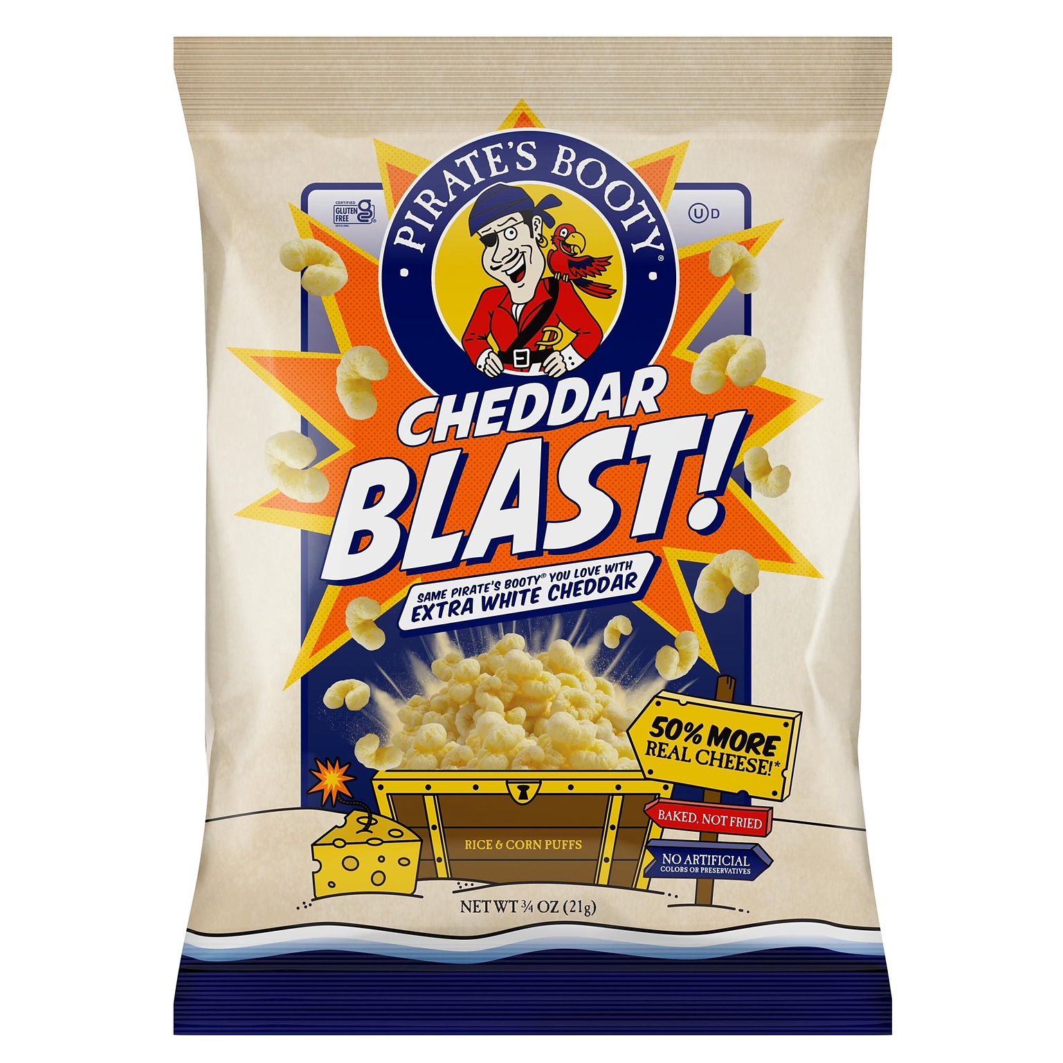 Pirates Booty Cheddar Blast, .75oz, 16/Box (324-00002)