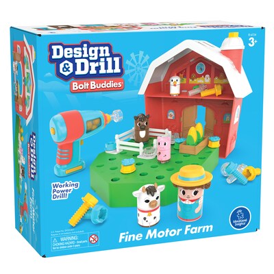 Educational Insights Design & Drill Bolt Buddies Barn STEM Toy, 32 Pieces (EI-4134)