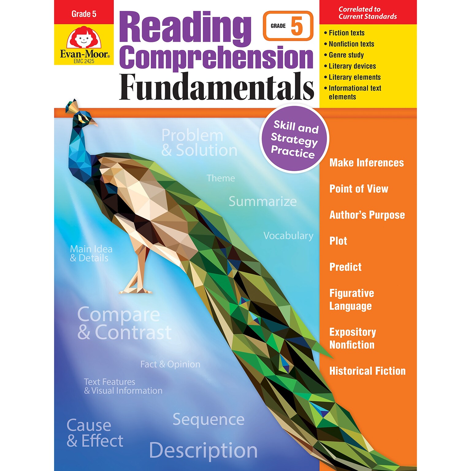 Evan-Moor Reading Comprehension Fundamentals Resource Book, Grade 5