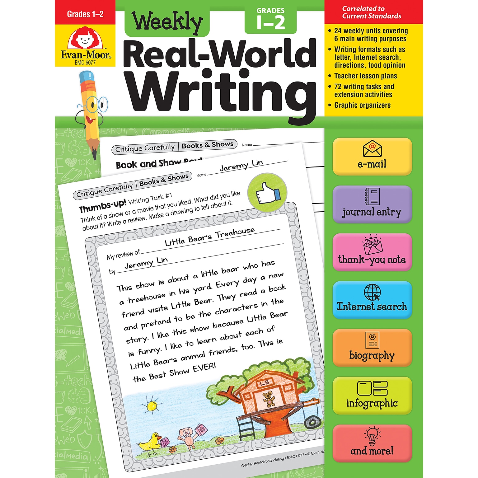 Evan-Moor Weekly Real-World Writing Resource Book, Grades 1-2