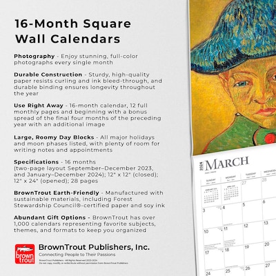 2024 BrownTrout Vincent van Gogh 12" x 12" Monthly Wall Calendar (9781975465520)