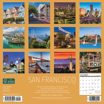 2024 Willow Creek San Francisco 12 x 12 Monthly Wall Calendar, Multicolor (35221)