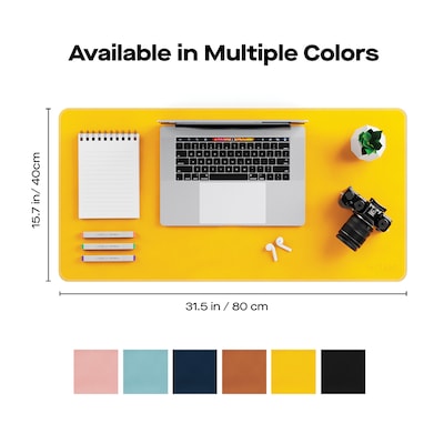 Mobile Pixels Inc. PU Leather Desk Mat, 31.5" x 15.75", Racing Yellow (115-1001P04)