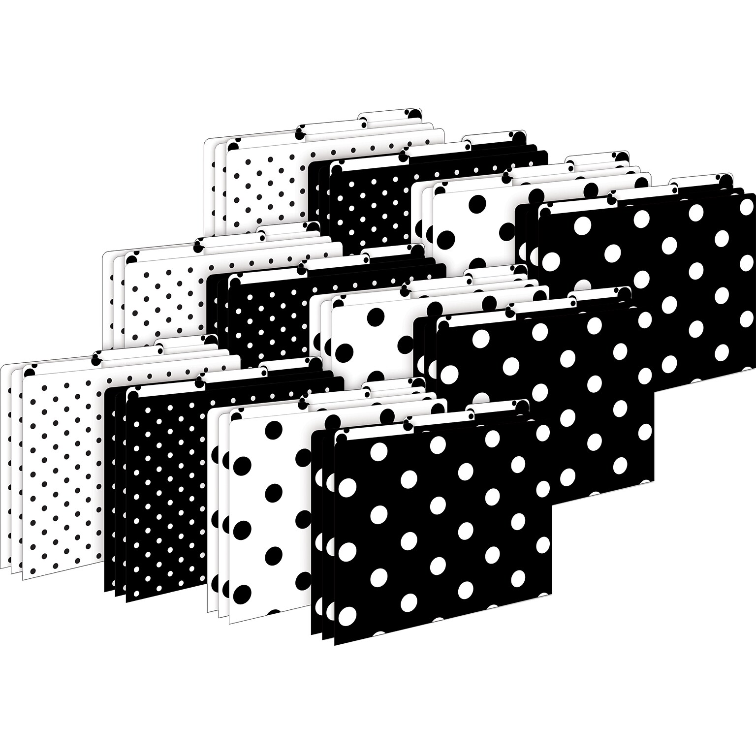 Barker Creek File Folder Set, 1/3-Cut Tab, Letter Size, Black & White Dot, 36/Set (4379)