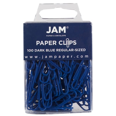 JAM Paper® Colored Standard Paper Clips, Small 1 Inch, Dark Blue Paperclips, 2 Packs of 100 (4218686