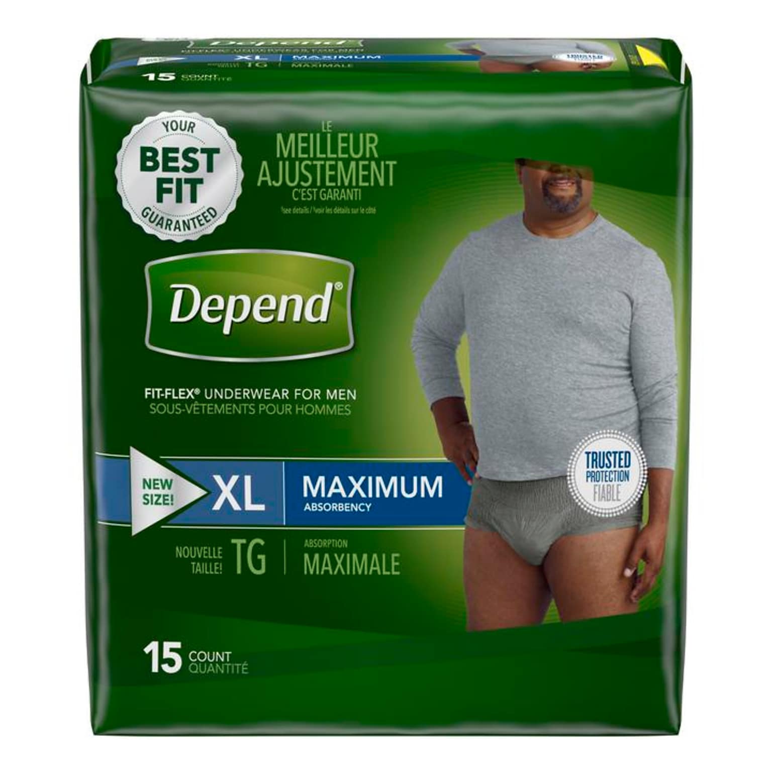 Depend FIT-FLEX Incontinence Underwear for Men, Maximum Absorbency, Extra  Large, Gray (47930) | Quill.com