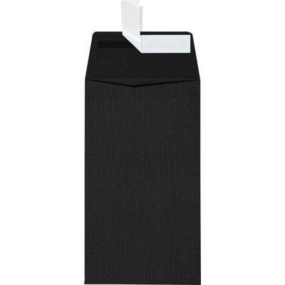 JAM Paper #5 1/2 Coin Envelopes, Peel & Press, Black Linen, 3 1/8 x 5 1/2, 50 Pack (512CO-BLI-50)